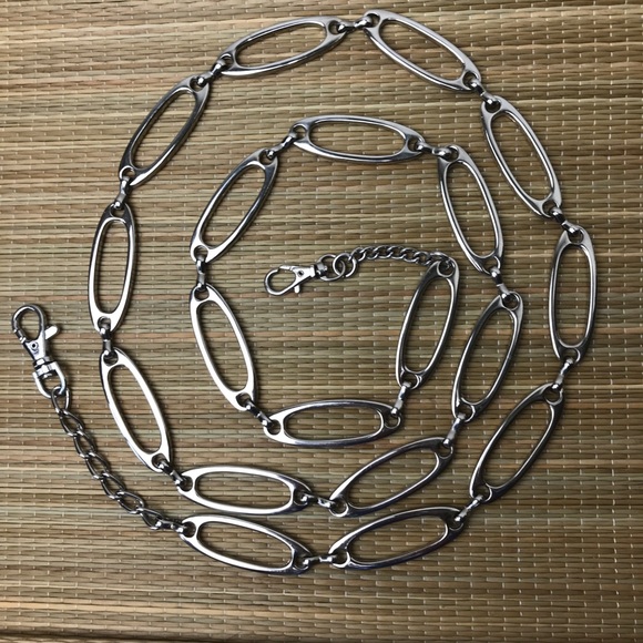 SOLD Chain Belt solid silver metal, no rust Retro VTG - Picture 2 of 6